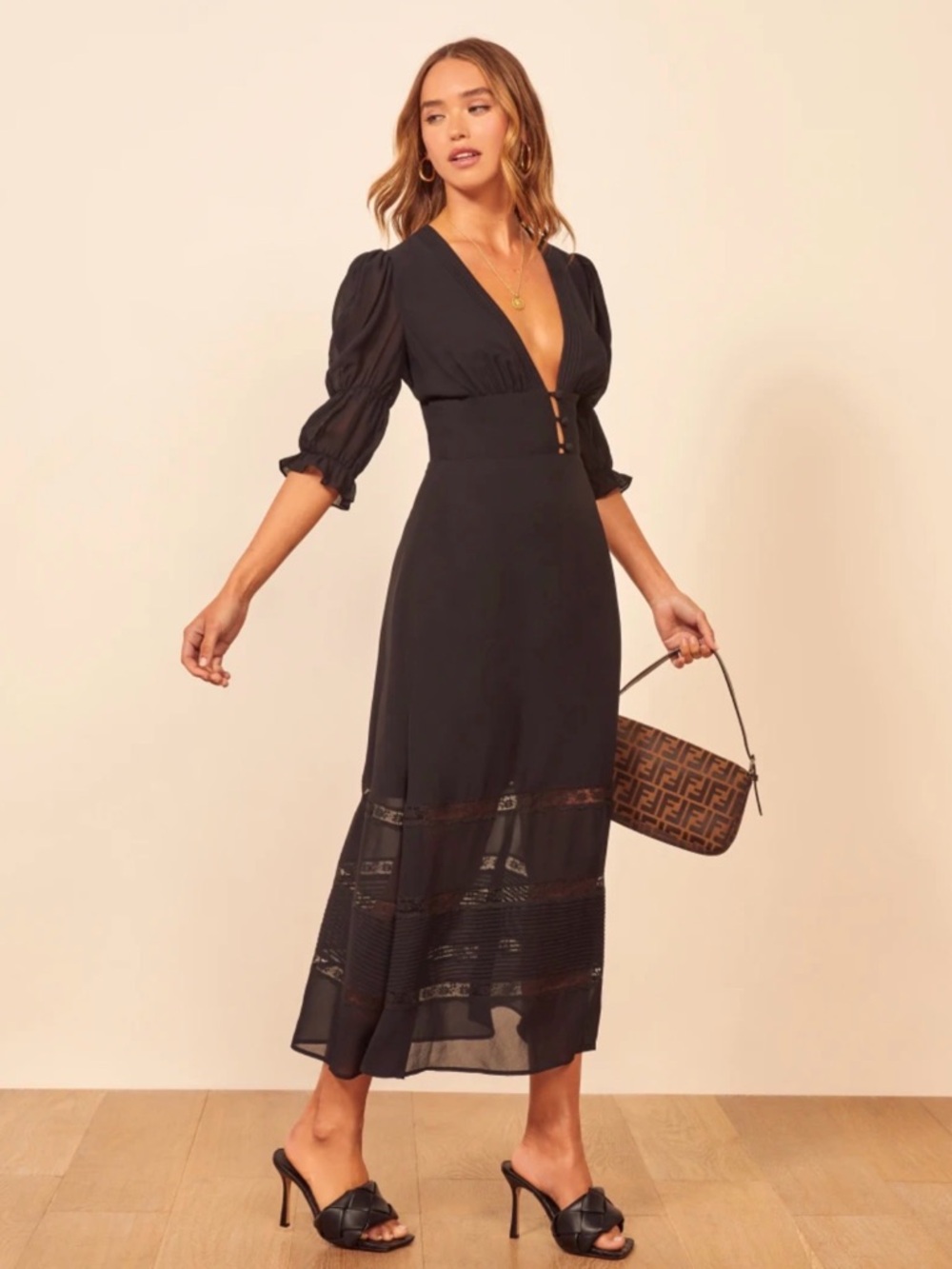 Reformation Ginny Black Dress